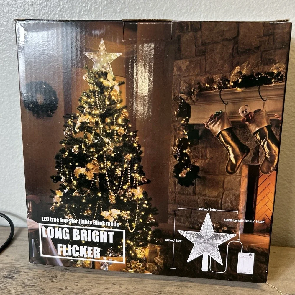 LED Christmas Tree Topper Star Light Warm White 9